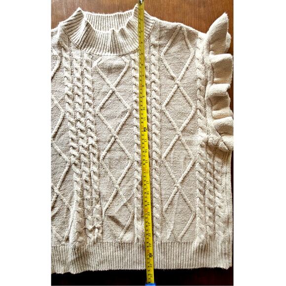 Pink Lily Cable Knit Sweater Vest, Ruffled sleeves, Sz M, Excellent cond. - Picture 9 of 13